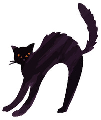 黒猫　猫　猫背　ハロウィン　イラスト