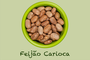 bowl with raw carioca beans, seen from above