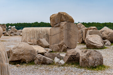 It's Colums of the Apadana of Darius in the ancient city of Persepolis, Iran. UNESCO World heritage...