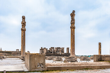 It's Colums and ruins of the ancient city of Persepolis, Iran. UNESCO World heritage site