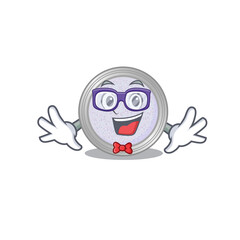 A cartoon drawing of geek glitter eyeshadow wearing weird glasses