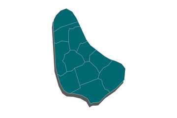 High Detailed Blue Map of Barbados isolated on white background.