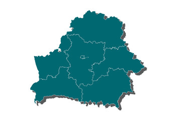 Blue map of andorra, map-belarus country on white background.