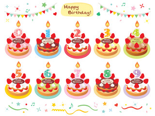 Birthday cake set colorful