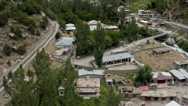Rural Town in Nothern Pakistan, Aerial Cityscape