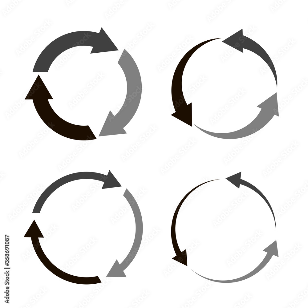 Poster vector circular arrow icon. repeat and reload icon. symbol of rotation and recycling. black flat ill
