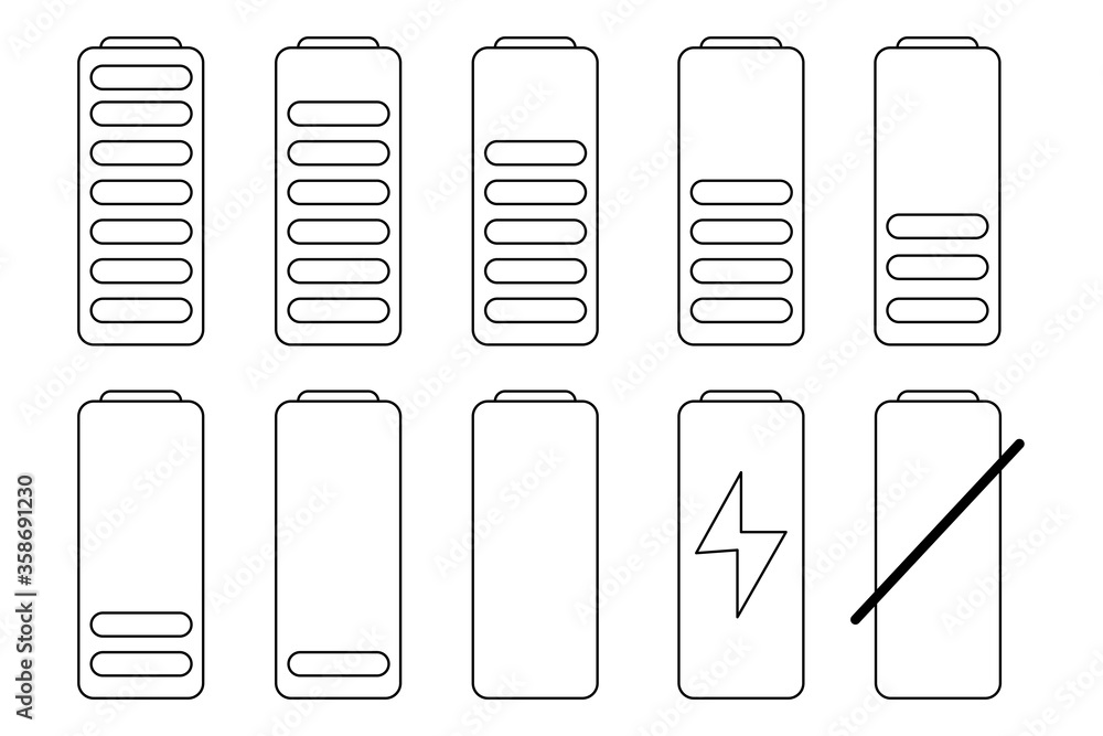 Poster vector sign of battery charge in the phone. illustration of a fashion symbol in a mobile device. set