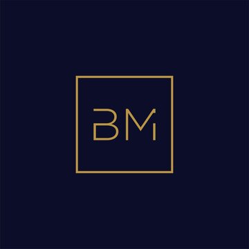 gold BM logo illustration, icon, company, inital, clean, line art, consulting
