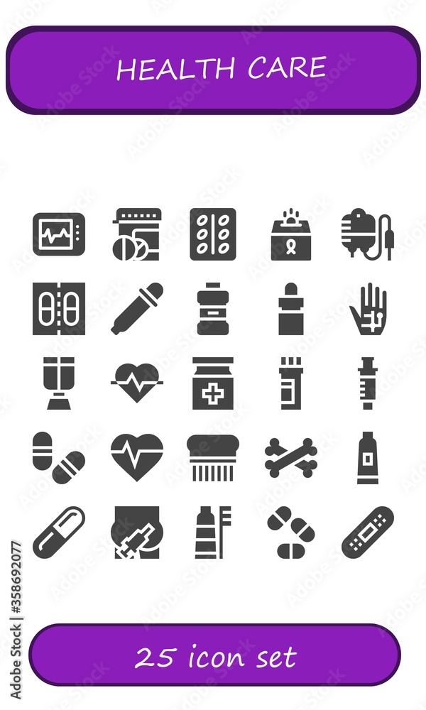 Sticker Modern Simple Set of health care Vector filled Icons