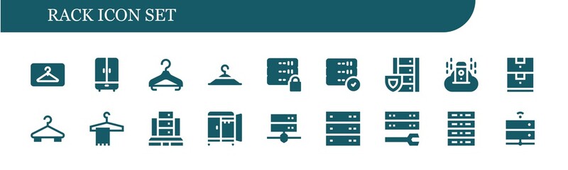 Modern Simple Set of rack Vector filled Icons