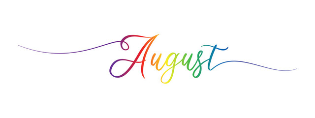 august letter calligraphy banner colorful gradient