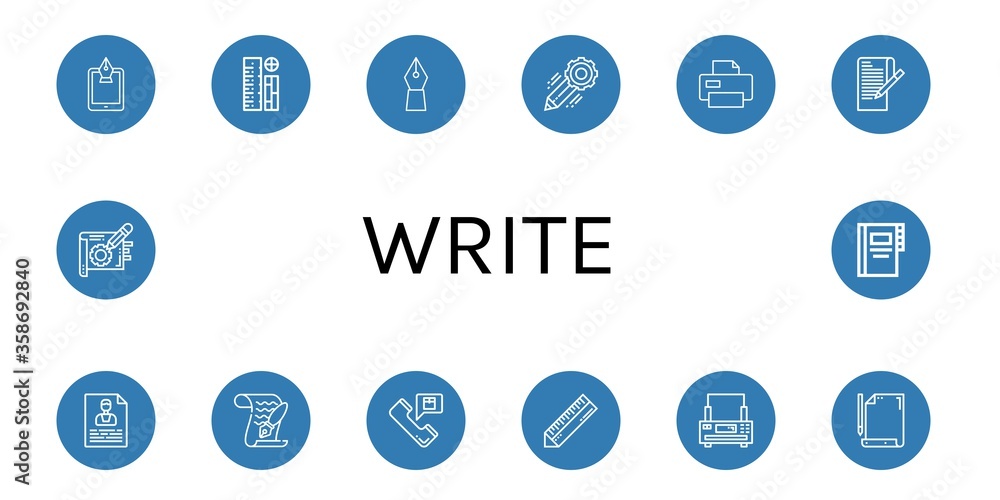 Poster write simple icons set