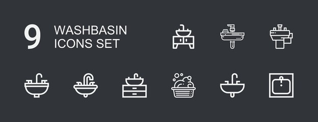 Editable 9 washbasin icons for web and mobile