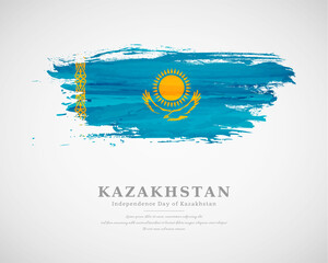 Happy independence day of Kazakhstan with artistic watercolor country flag background