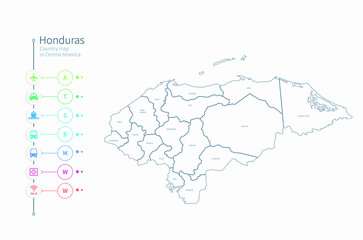 Obraz premium honduras map. detailed central america country map vector. 