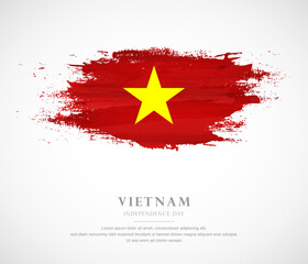 Abstract watercolor brush stroke flag for independence day of Vietnam