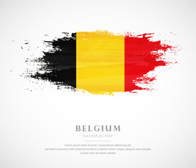 Abstract watercolor brush stroke flag for national day of Belgium
