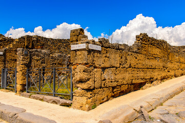 It's Pompeii, an ancient Roman town destroyed by the volcano Vesuvius. UNESCO World Heritage site