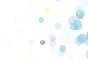 Light Blue, Yellow vector background with bubbles.