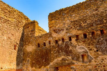 It's Destroyed architecture of Pompeii, an ancient Roman town destroyed by the volcano Vesuvius....