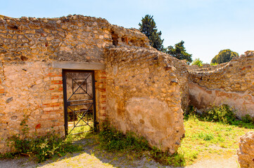 It's Destroyed architecture of Pompeii, an ancient Roman town destroyed by the volcano Vesuvius. UNESCO World Heritage site