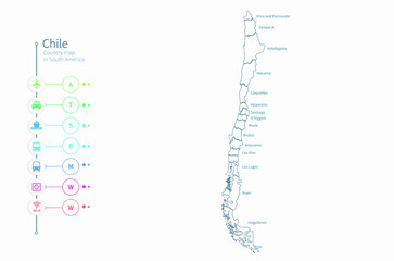 Obraz premium chile map. detailed south america country map vector. 
