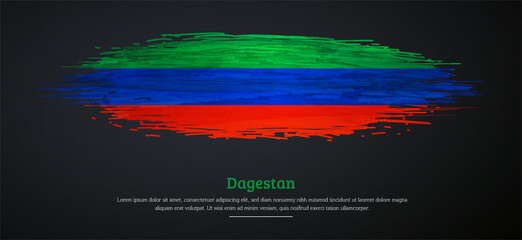 Happy independence day of Dagestan with watercolor grunge brush flag background