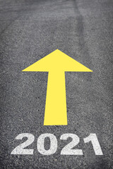 Road to new year 2021, business challenge concept and keep moving idea