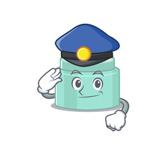 Police officer cartoon drawing of lipbalm wearing a blue hat