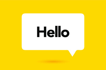Hi, Hello. Banner, speech bubble, poster and sticker concept with text. White bubble message on bright yellow background. Vector Illustration