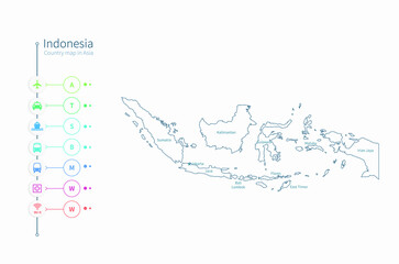 indonesia map. asia country map vector.