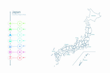 japan map. asia country map vector.
