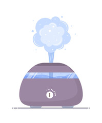 Humidifier air icon. Ultrasonic purifier microclimate for home. Healthy humidity. Modern vector illustration in flat cartoon style.