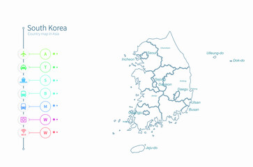 korea map. south korea. asia country map vector.