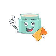 A picture of cheerful lipbalm cartoon design with brown envelope