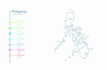philippines map. asia country map vector.