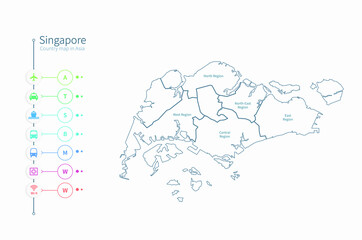 singapore map. asia country map vector.