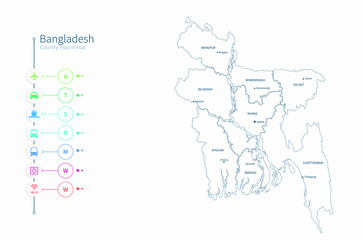 bangladesh map. asia country map vector.
