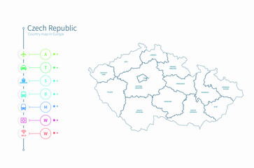 czech map. detailed europe country map vector. 