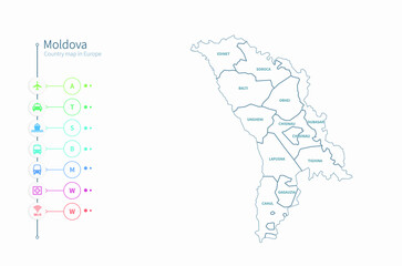 moldova map. detailed europe country map vector. 
