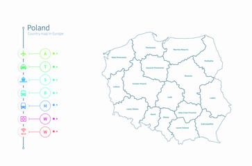 Obraz premium poland map. detailed europe country map vector. 