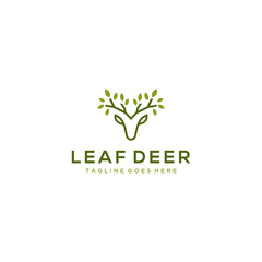 Creative modern deer leaf nature logo template. Vector illustration.