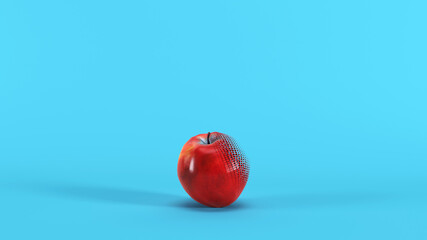 red apple pixel on blue background.