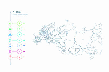 russia map. detailed europe country map vector. 