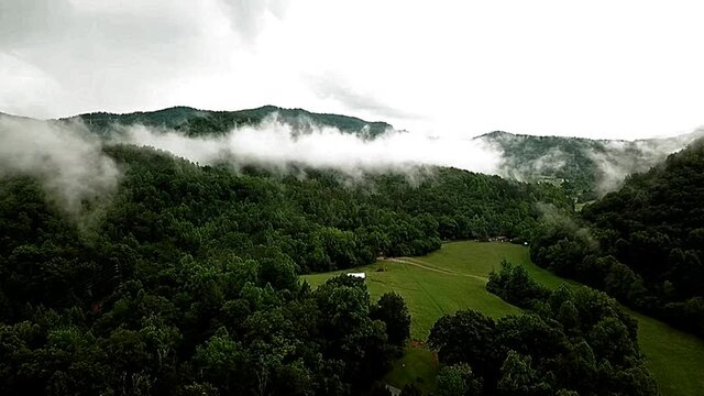Clouds on the hillside in Gatlinburg Tennessee