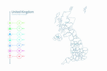 uk map. united kingdom map. detailed europe country map vector. 