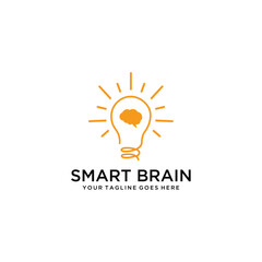 Modern light bulb vector logo template brain smart idea logo design