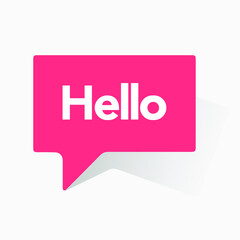 Hello Bubble, Red Speech Message. Hello Speech Message Text Hello in Flat Vector Bubl EPS 10 Illustration.
