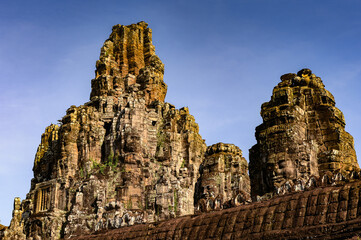 It's Bayon, Khmer temple at Angkor in Cambodia. Official state temple of the Mahayana Buddhist King...