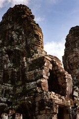 Fototapeta na wymiar It's Bayon, Khmer temple at Angkor in Cambodia. Official state temple of the Mahayana Buddhist King Jayavarman VII